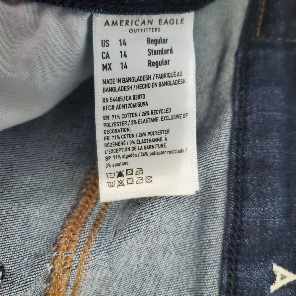 American Eagle Outfitters Dark Indigo Straight Leg Jeans 14 - Picture 6 of 6